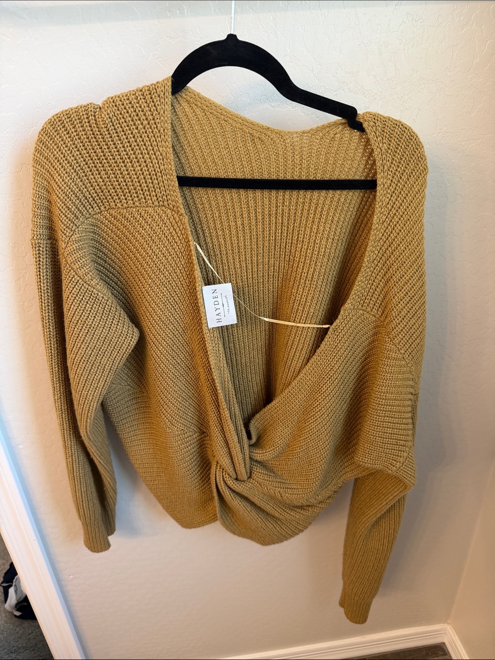 Hayden Twist-Front V-Neck Sweater in Mustard